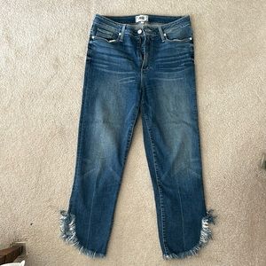 Paige high rise jeans with frayed cut